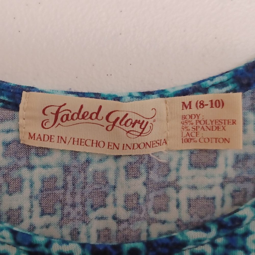 Women's Faded Glory Blue‎ Tank Top Size Medium - Picture 3 of 9